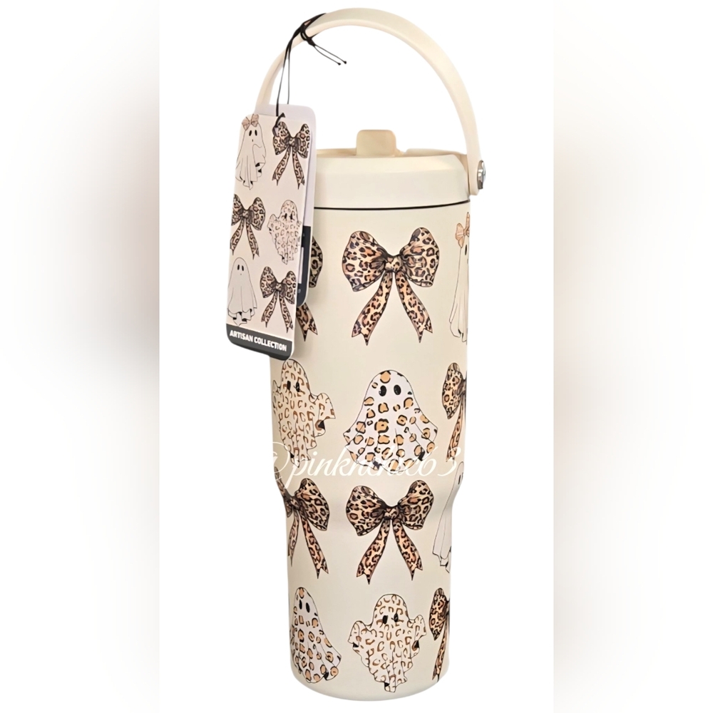 Hydrapeak Artisan Collection Cheetah Leopard Print Ghost Bows Tumbler CUP MUG